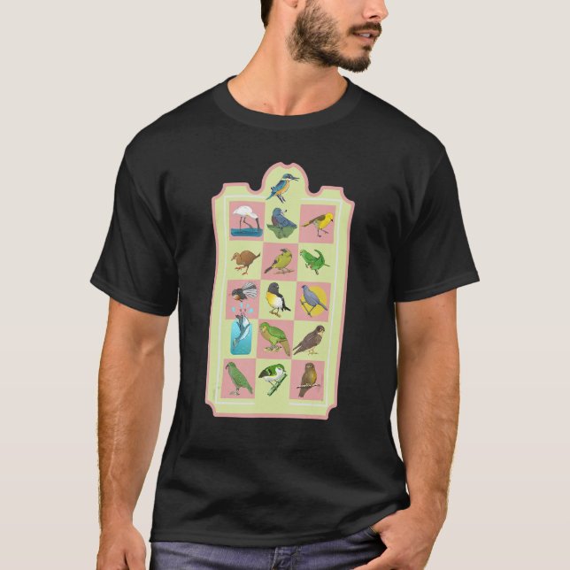 New Zealand BIRDS PATTERN T-Shirt (Vorderseite)