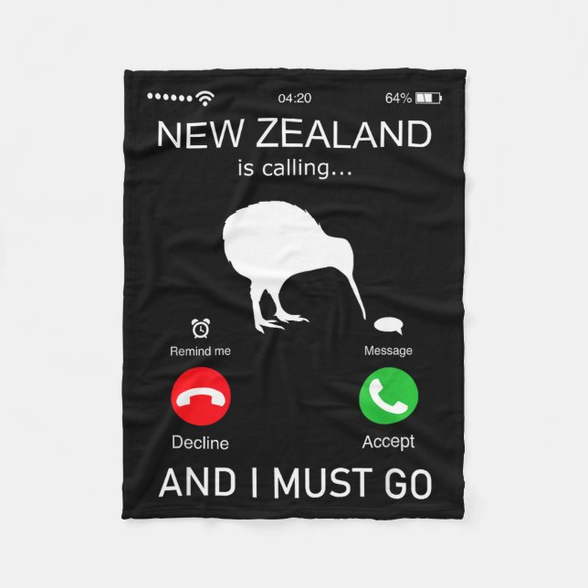 New Zealand Is Calling And I Must Go, Zealand Funn Fleecedecke (Vorderseite)