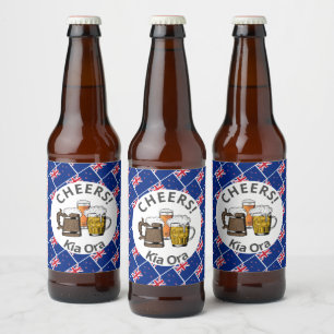 NEW ZEALAND Kia Ora Cartoon Beers Cheers Bierflaschenetikett