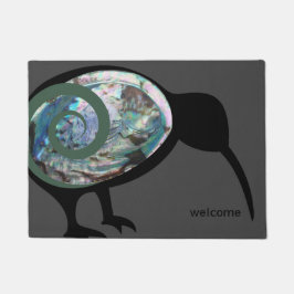 NEW ZEALAND KIWI BLACK PAUA FERN KORU GRAY CUSTOM FUßMATTE