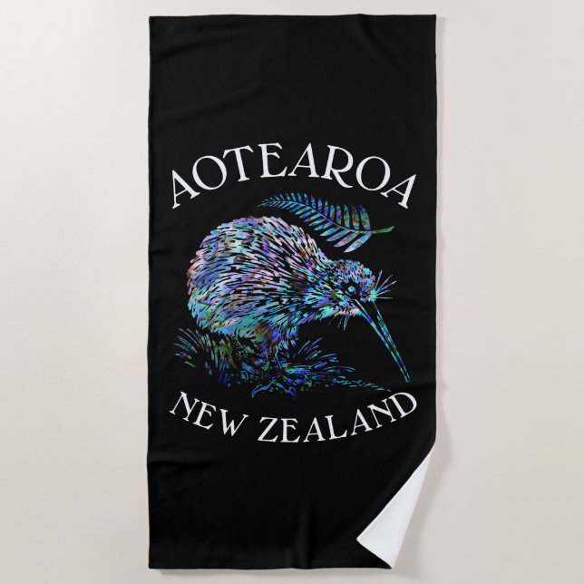NEW ZEALAND KIWI PAUA BEACH TOWEL STRANDTUCH (Vorderseite)