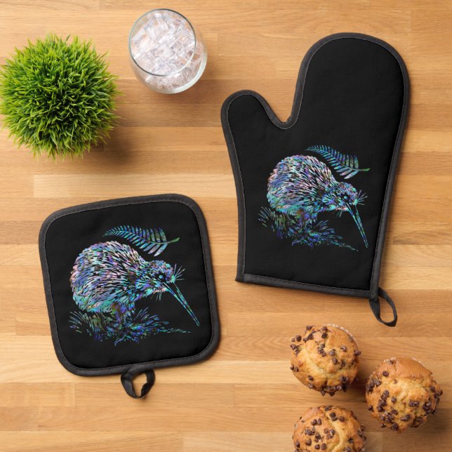 NEW ZEALAND KIWI PAUA OFENHANDSCHUH & Topflappen-Set (Oben Unten)