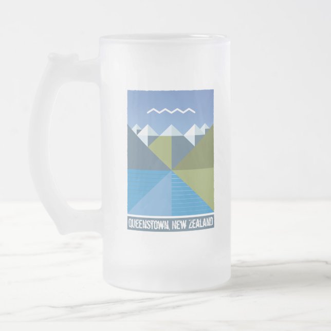 NEW ZEALAND KIWI QUEENSLAND SÜDINSEL MATTGLAS BIERGLAS (Links)