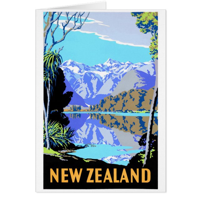 New Zealand Lake Matheson Vintage Travel Poster (Vorne)