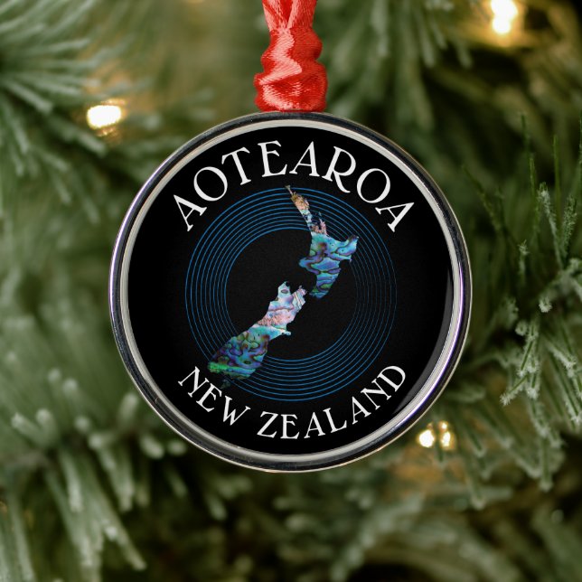 NEW ZEALAND MAP PAUA CHRISTMAS ORNANATION ORNAMENT AUS METALL (Baum)