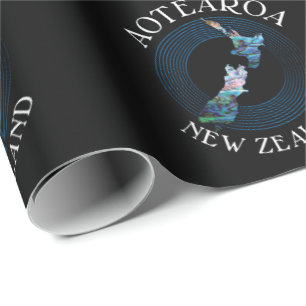 NEW ZEALAND MAP PAUA GESCHENKPAPIER