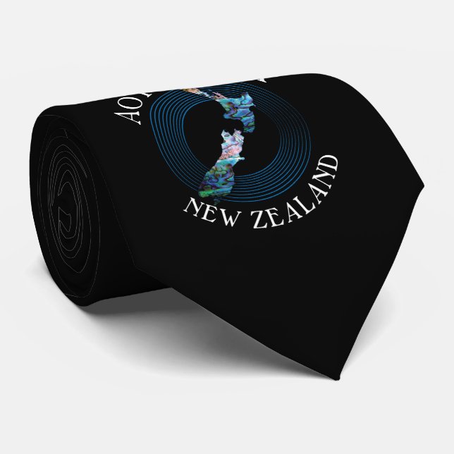 NEW ZEALAND MAP PAUA KRAWATTE (Gerollt)