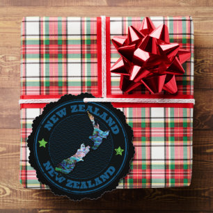 NEW ZEALAND MAP PAUA ORNAMENT KARTE