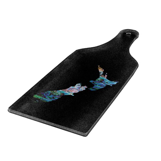 NEW ZEALAND MAP PAUA SCHNEIDEBRETT (Ecke)