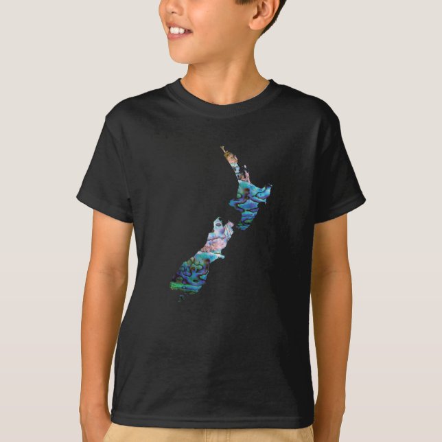 NEW ZEALAND MAP PAUA T-Shirt (Vorderseite)