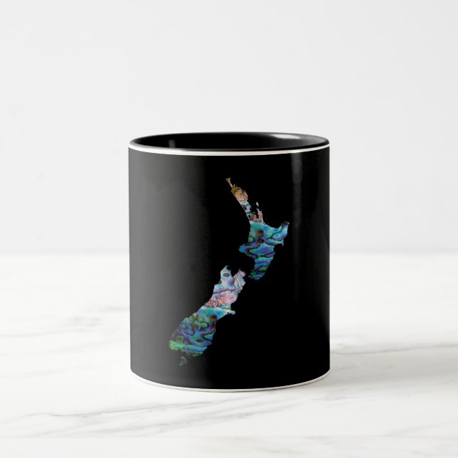NEW ZEALAND MAP PAUA ZWEIFARBIGE TASSE (Mittel)