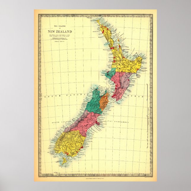 New Zealand Map Poster (Vorne)
