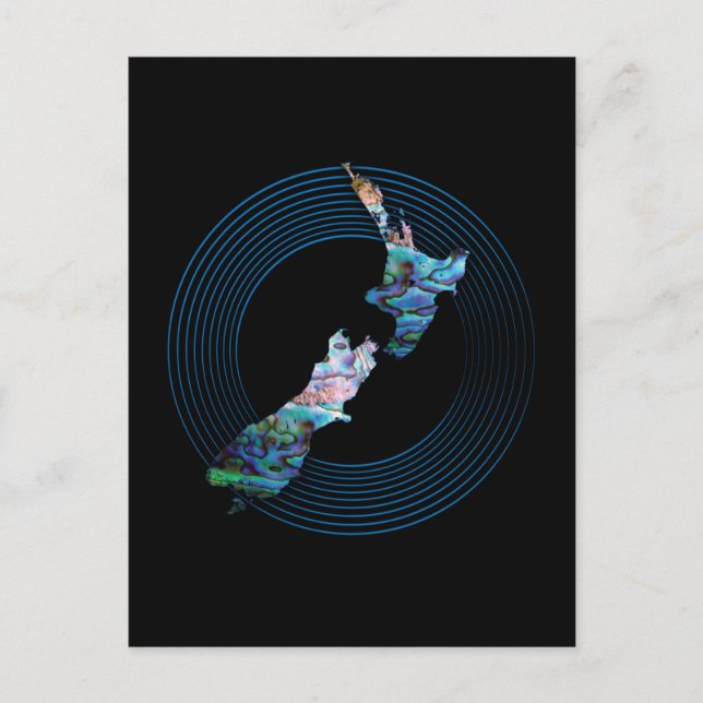 NEW ZEALAND PAUA MAP POSTKARTE (Vorderseite)