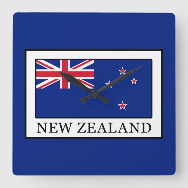 New Zealand Quadratische Wanduhr (Vorderseite)