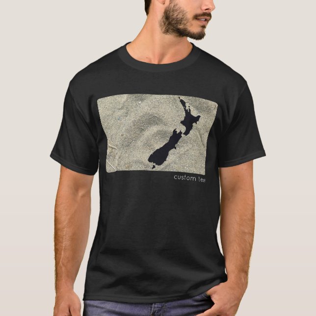 NEW ZEALAND SAND STRAND SCHWARZ AOTEAROA KIWI CUST T-Shirt (Vorderseite)