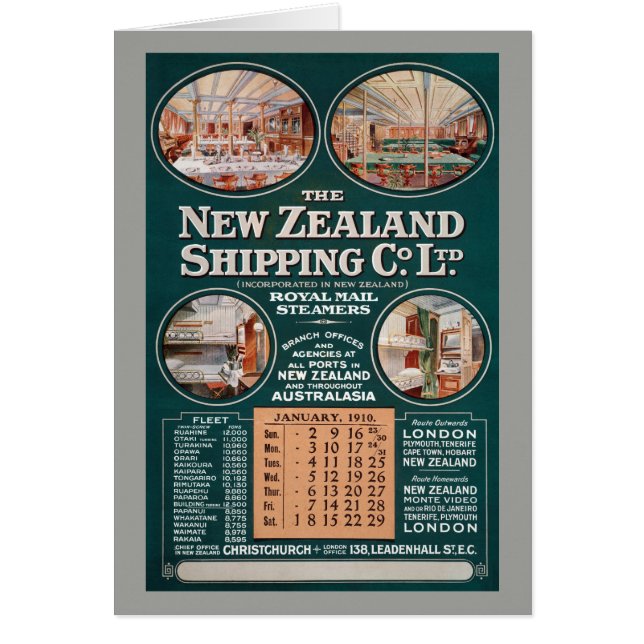 New Zealand Shipping Co. Poster vintage (Devant)