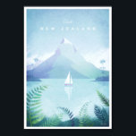 New Zealand Vintage Travel Poster<br><div class="desc">Vintage style travel poster of New Zealand. Illustration of a fiord lake in New Zealand. Text reads Visit New Zealand. Original hand drawn and digitally rendered illustration by Henry Rivers for Travel Poster Co.</div>