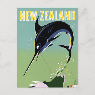 New Zealand Vintage Travel Poster Restored Postkarte