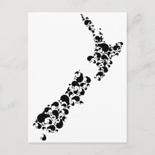 NEW ZEALAND - voller Kiwis - schwarz Postkarte