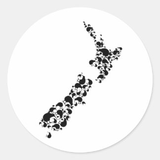 NEW ZEALAND - voller Kiwis - schwarz Runder Aufkleber