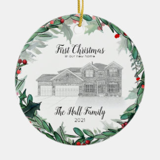 New Zuhause Christmas Ornament Sketch House Portra
