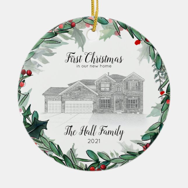 New Zuhause Christmas Ornament Sketch House Portra (Vorne)