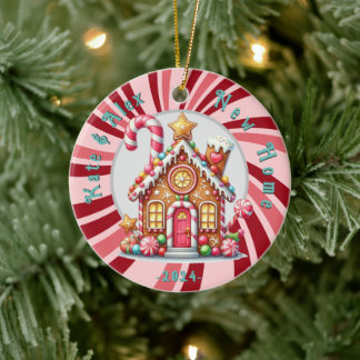 New Zuhause Christmas Zitat Gingerbread blauer Orn Keramik Ornament