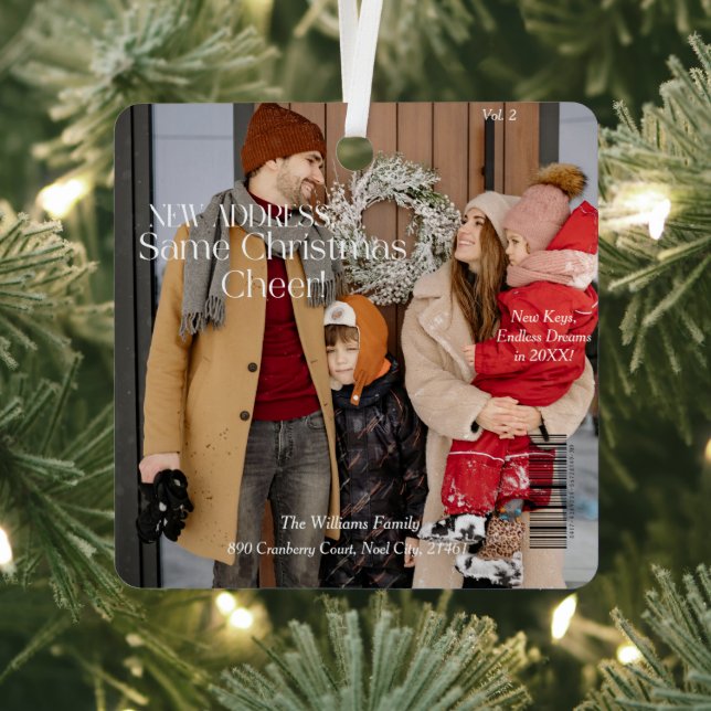 New Zuhause Family Foto Christmas Titelblatt Ornament Aus Metall (InSitu)