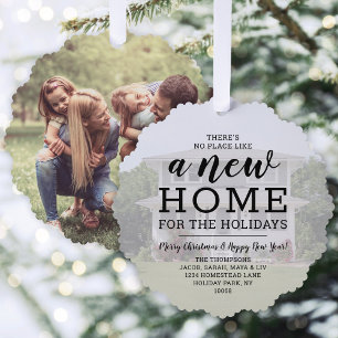 New Zuhause Holiday Address Change 2 Foto Christma Ornament Karte