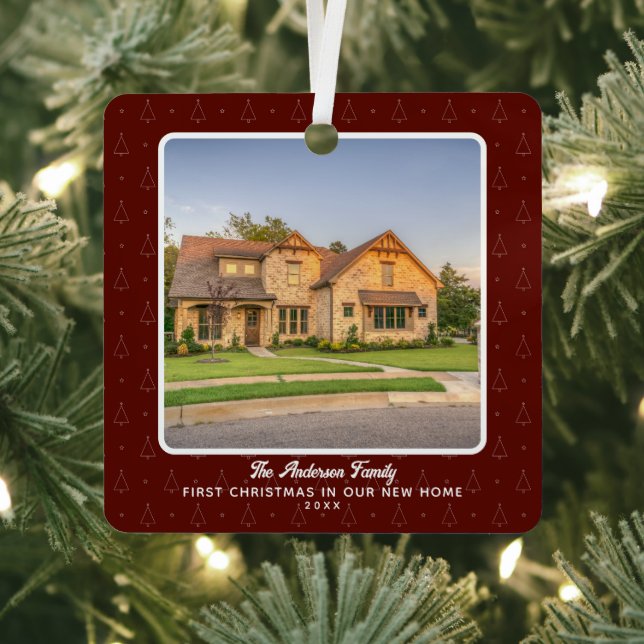 New Zuhause House Foto First Christmas Ornament Aus Metall (InSitu)