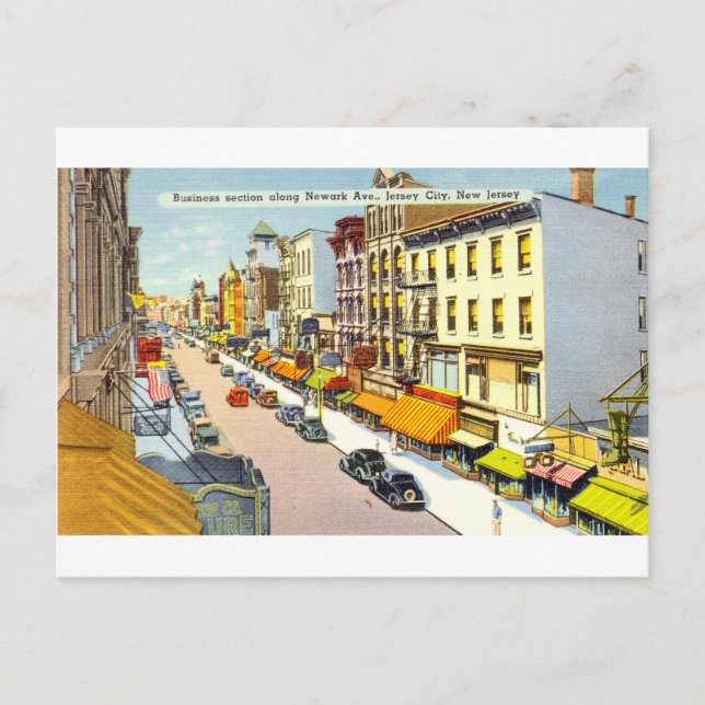 Newark Ave in Jersey City, New Jersey Postkarte (Vorderseite)
