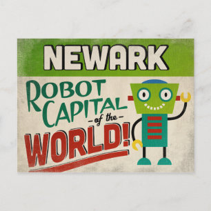 Newark New Jersey Robot - Funny Vintag Postkarte