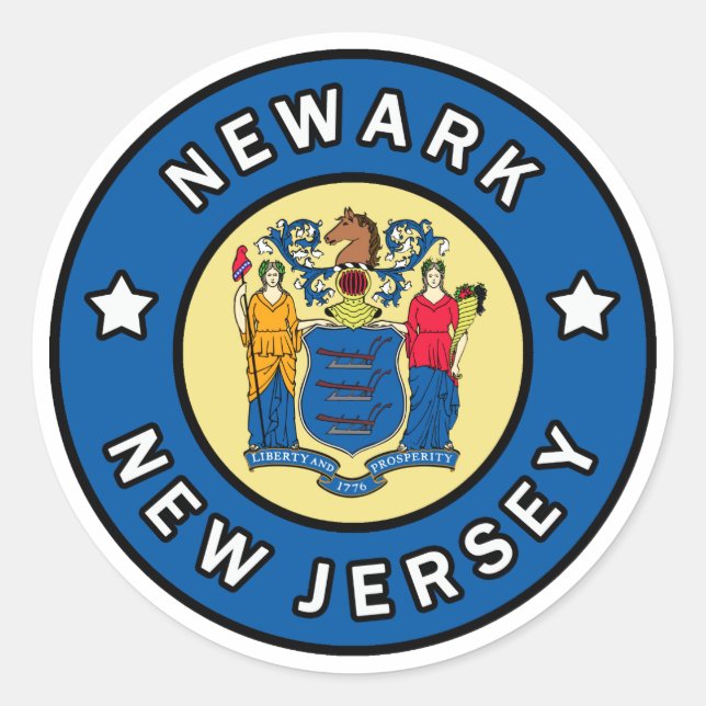Newark New Jersey Runder Aufkleber (Vorderseite)
