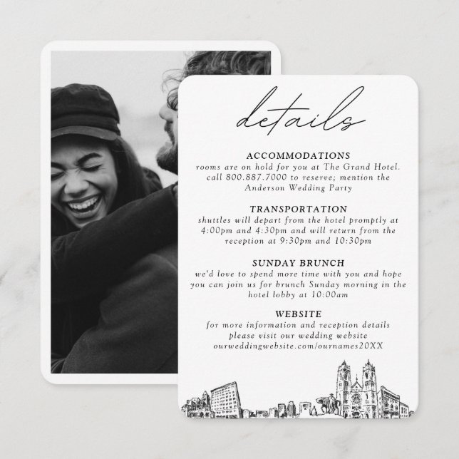 Newark New Jersey Wedding Details Enclosure Card Begleitkarte (Vorne/Hinten)