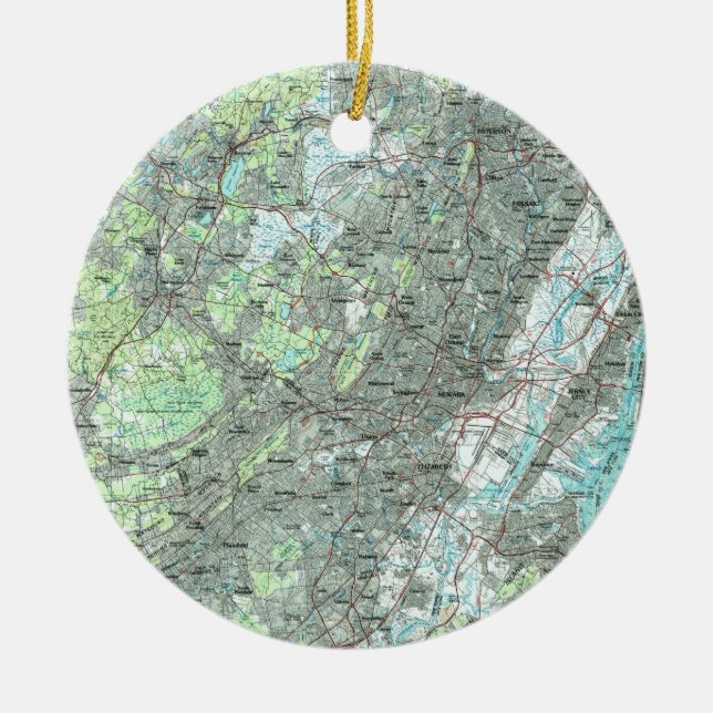 Newark NJ und Umgebung Map (1986) Keramik Ornament (Vorne)