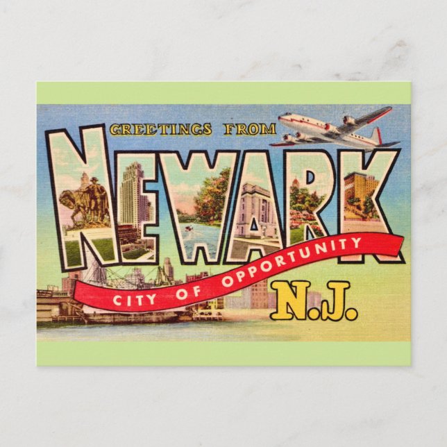 Newark NJ Vintage Postkarte (Vorderseite)