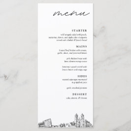 Newark Skyline Modern Wedding Dinner Menu Menükarte