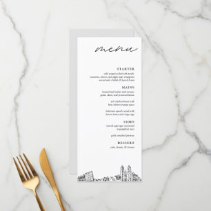 Newark Skyline Modern Wedding Dinner Menu Menükarte