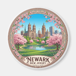 Newark-Skyline vom Branch Brook Park New Jersey Magnet
