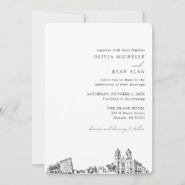 Newark Wedding Elegant Skyline Einladung