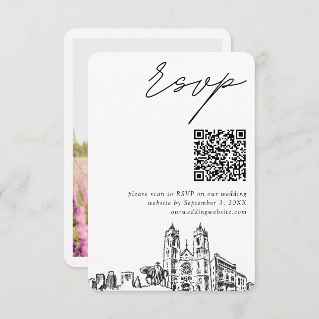 Newark Wedding Modern UAWG QR Code Begleitkarte (Vorne/Hinten)