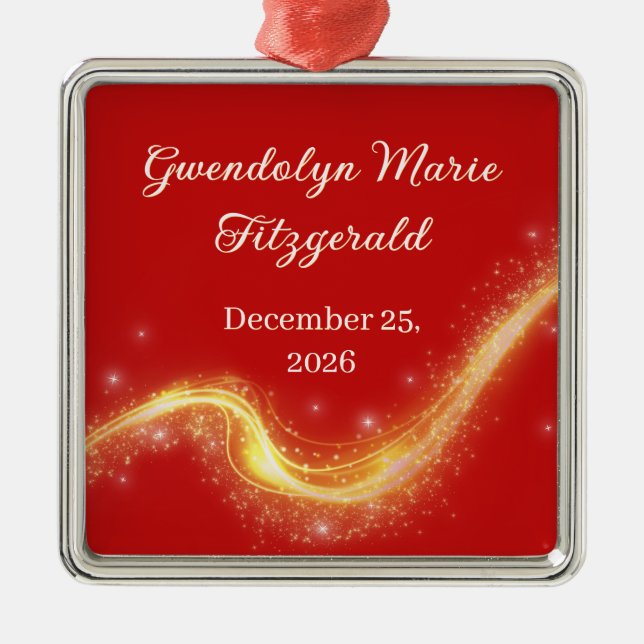 Newborn Baby Gift Red Commemorative Birth Ornament (Vorne)