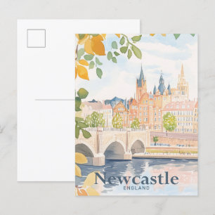 Newcastle England Aquarell Reiseillustration Postkarte