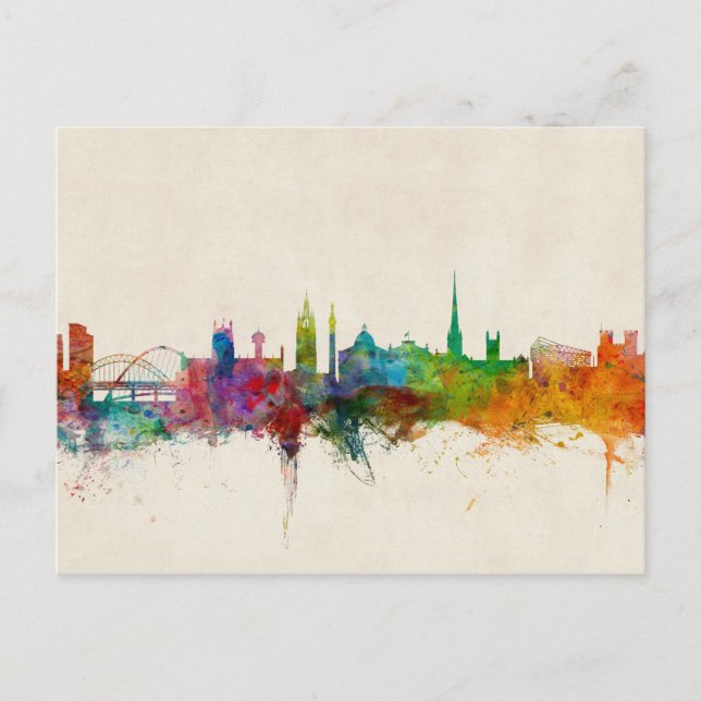 Newcastle England Skyline Postkarte (Vorderseite)