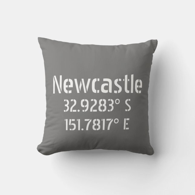 Newcastle NSW Latitude und Längengrad Kissen (Vorderseite)