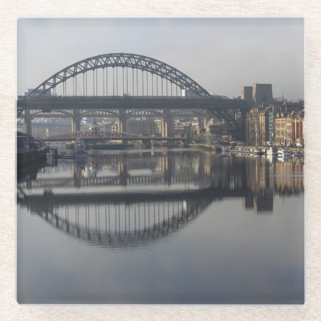 Newcastle Quayside und die Tyne Bridge Glasuntersetzer (Vorderseite)