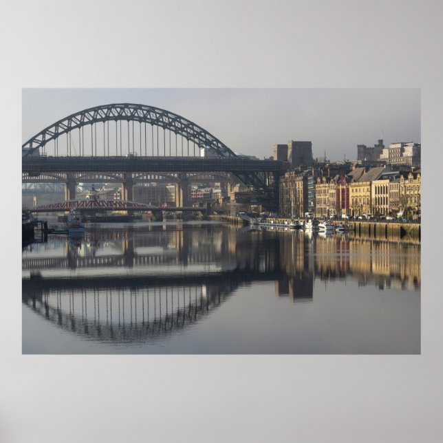Newcastle Quayside und die Tyne Bridge Poster (Vorne)
