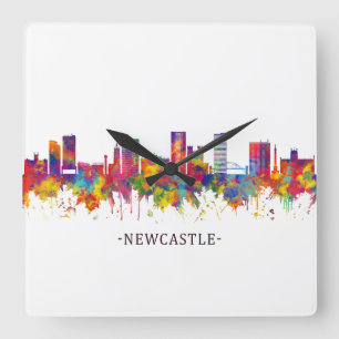 Newcastle UK Skyline Quadratische Wanduhr