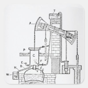 Newcomens atmosphärischer Motor Quadratischer Aufkleber