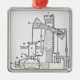 Newcomens atmosphärischer Motor Silbernes Ornament